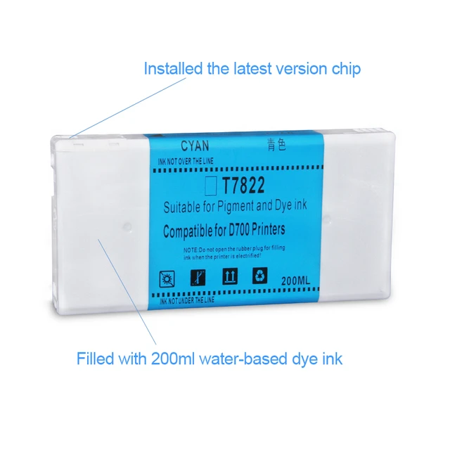エプソンsurelab d700プリンター用水性染料インク,6色/セット,T7821 ...