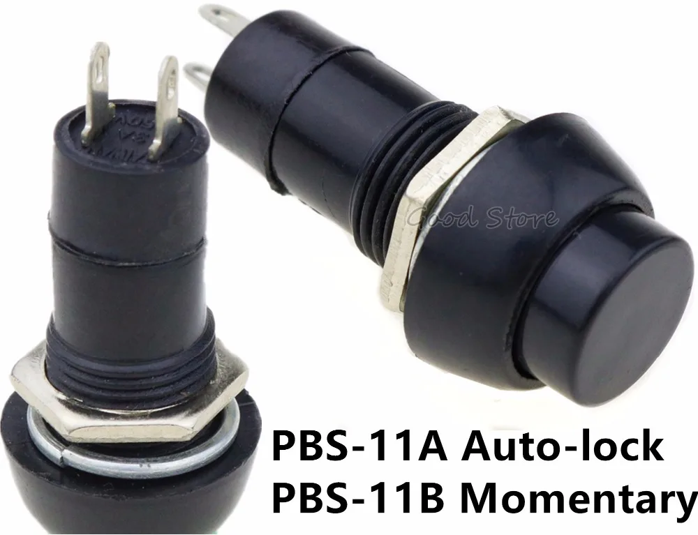 1pcs Pbs11a Pbs11b Black Round Off(on) Momentary/ Autolock Push