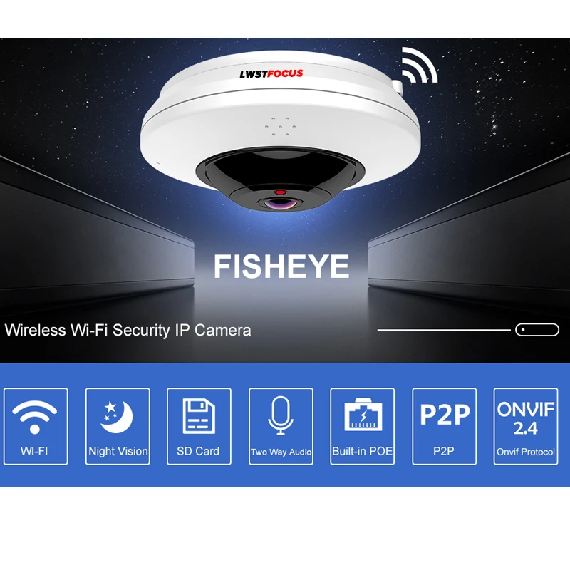 4MP Panorama POE WIFI Fisheye IP Camera built-in MIC SD Card Slot Audio Alarm Interface 360 Degree Wide Angle Nightvision CCTV 4MP Panorama POE WIFI Fisheye IP Camera built-in MIC SD Card Slot Audio Alarm Interface 360 Degree Wide Angle Nightvision CCTV