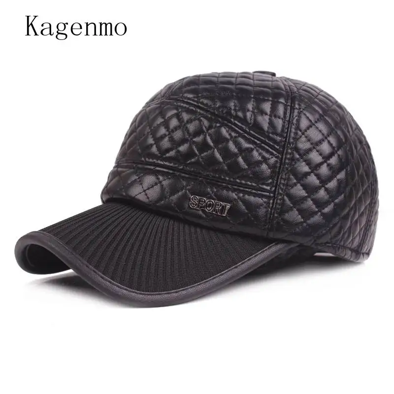 Kagenmo, Мужская зимняя шапка, теплая, толстая, защита ушей, Мужская бейсболка, из искусственной кожи, мужская Кепка с козырьком, для улицы, ветрозащитная, 10 шт./лот