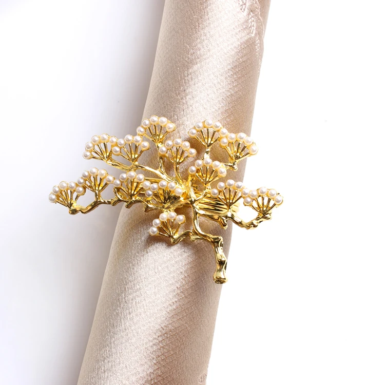 12pcs Gold pearl pine napkin buckle High-end hotel table napkin ring West table decoration cloth buc wedding party decoration 12pcs Gold pearl pine napkin buckle High-end hotel table napkin ring West table decoration cloth buc wedding party decoration