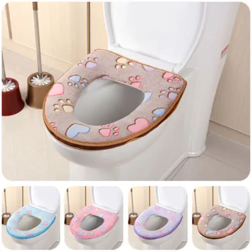 

New Thicken Soft Toilet Seat Cover Warm Bathroom Mat Set Toilet Zipper Cushion for feeling warm in winter