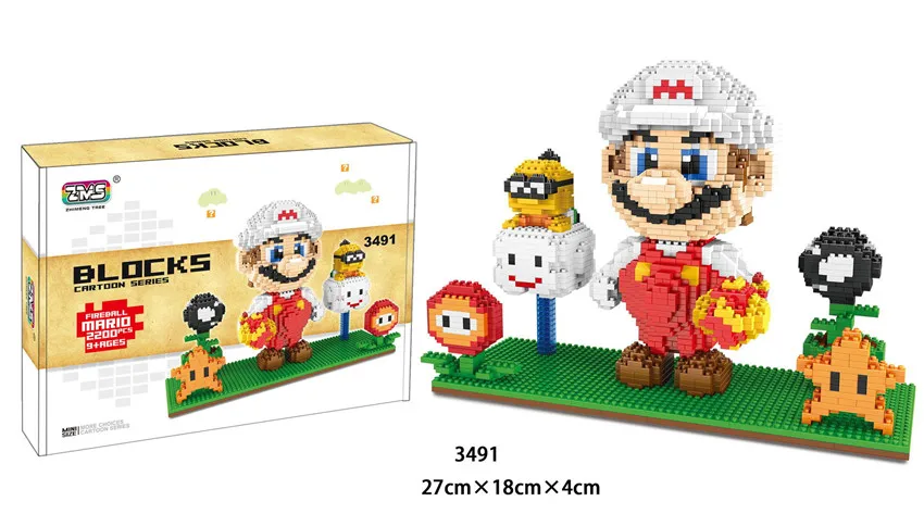 2019 игра Super Mario Luigi Yoshi Bowser Fire Cat DIY мини строительный микроконструктор нано блоки