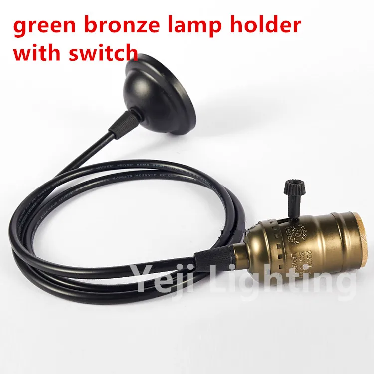 Edison Ретро зеленый бронза держатель лампы с выключателем висит провод E27E26 ретро для ресторана одежда лампы освещения аксессуары