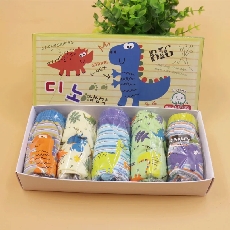 2018 Kids Underwear 5pcs/lot Baby Girls Panties Cotton Panties for Children Shorts For Boys cute dinosaur Children's Briefs