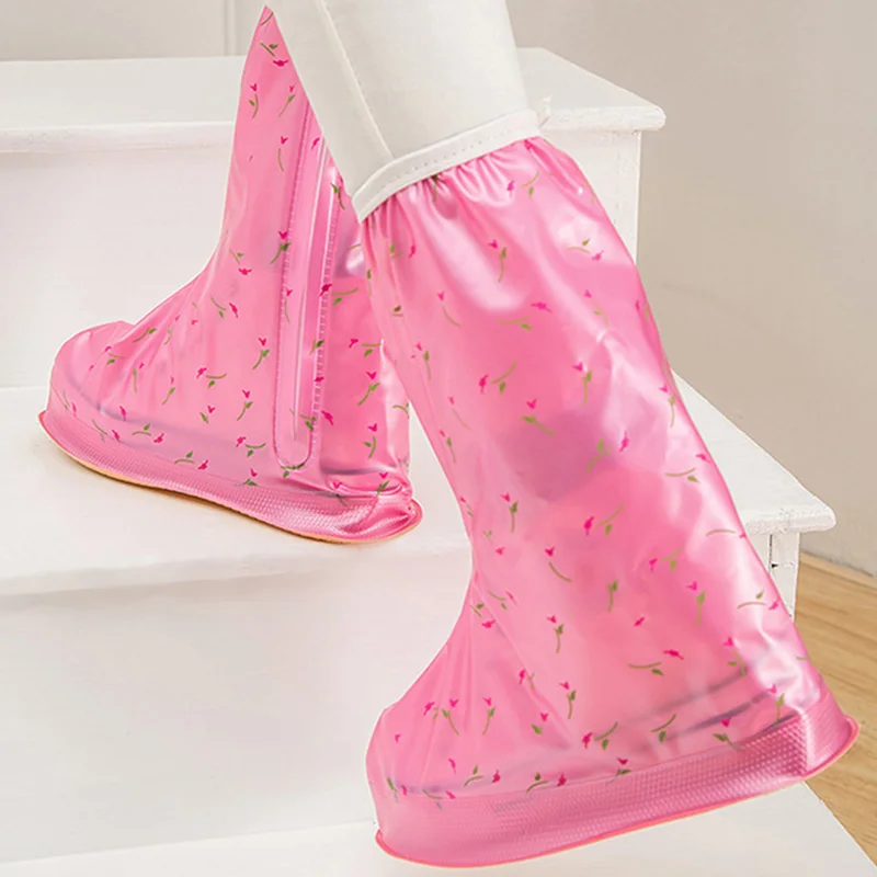 

1 Pair Women Waterproof Shoes Cover Floral Anti-slip Lightweight Outdoor Rainboots MSJ99