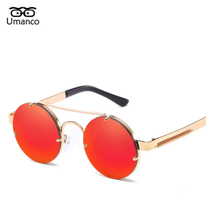 Umanco, женские и мужские винтажные модные стимпанк Солнцезащитные очки, классические круглые металлические солнцезащитные очки, мужские и женские очки для вождения, очки UV400