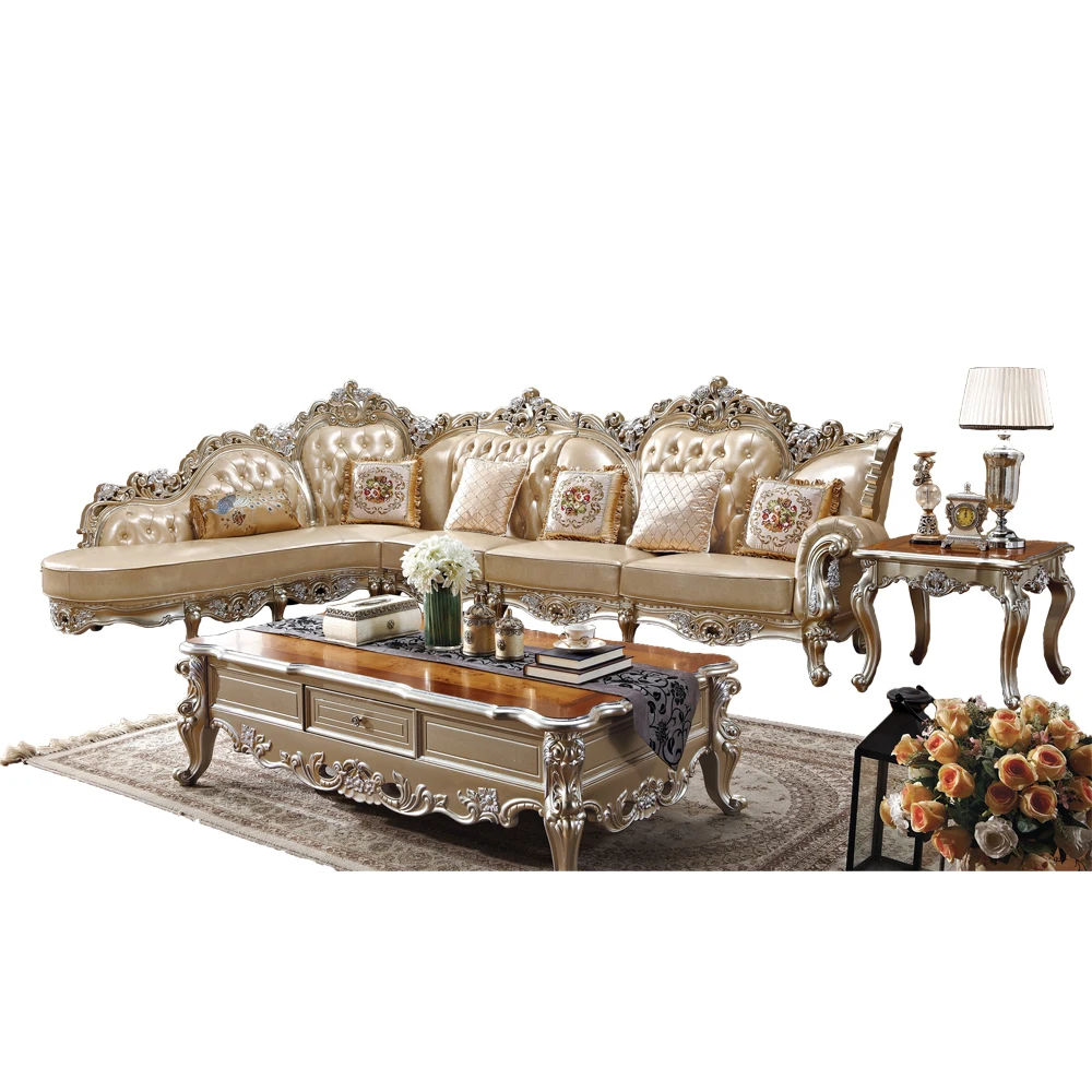 

solid wood genuine leather antique sofa set designs