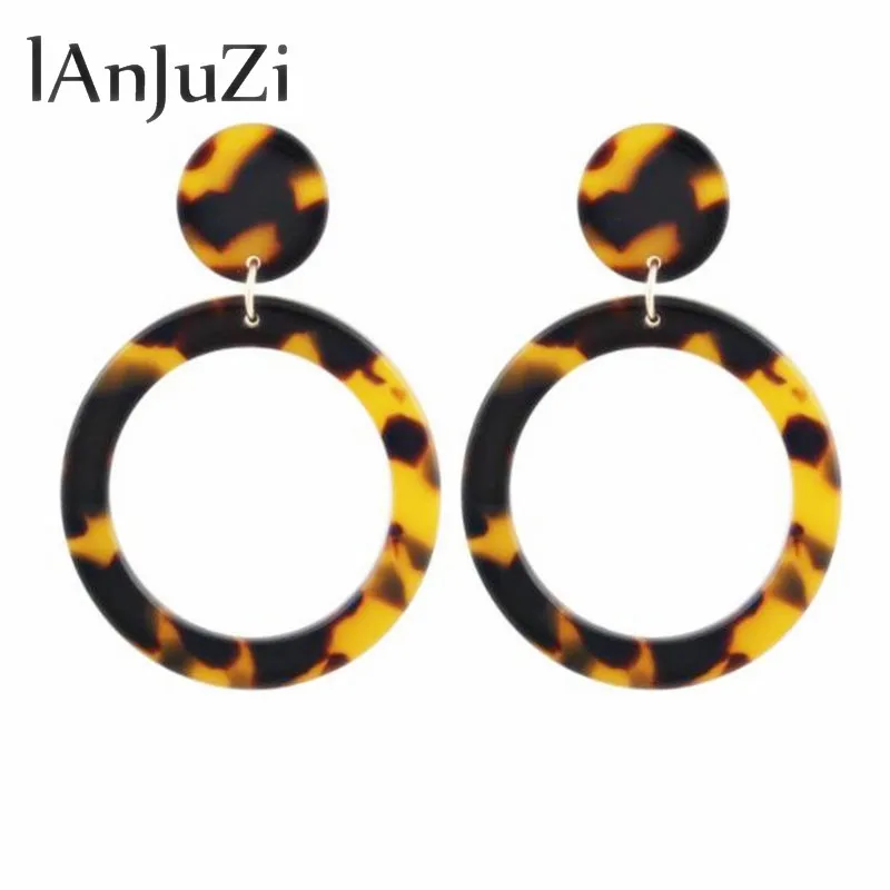 

Fashion Bohemia Acrylic Acetate Hoop Earrings for Women Vintage Leopard Print Circle Hoops Alloy Earring za jewelry Female 2018