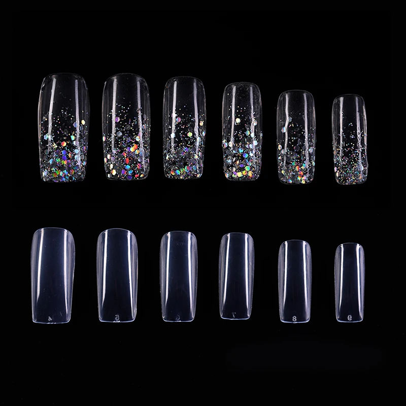 

50Pcs/Bag Nail Art Tips Transparent Full Cover Fake Acrylic Tips Nail Art Design Finger False Tips Manicure Extension Molds