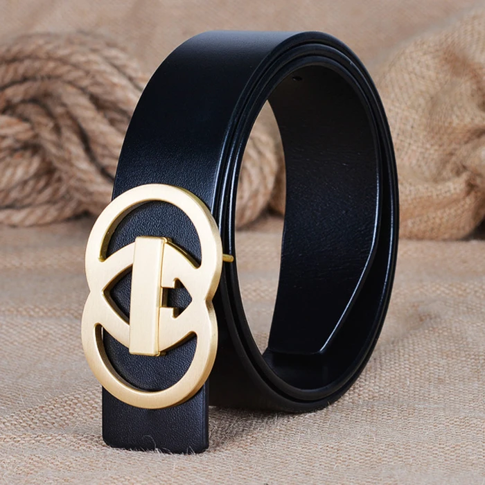 

2019 ciartuar fashion belt for men belt high quality genuine leather cowskin trousers buckle gold brass buckle free shipping