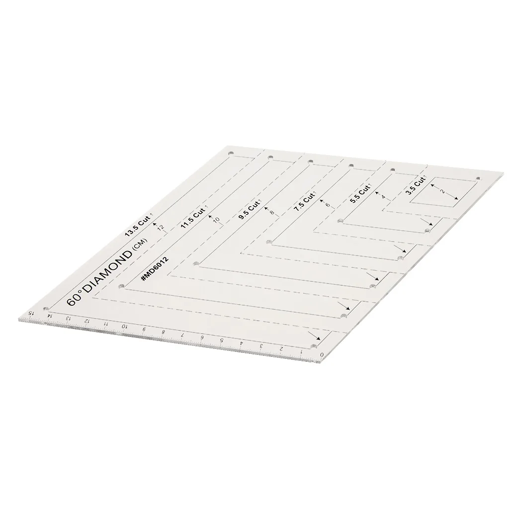 13.5 Cut 60 Degree Diamond Rhombus Template Quilting Ruler for DIY Patchwork