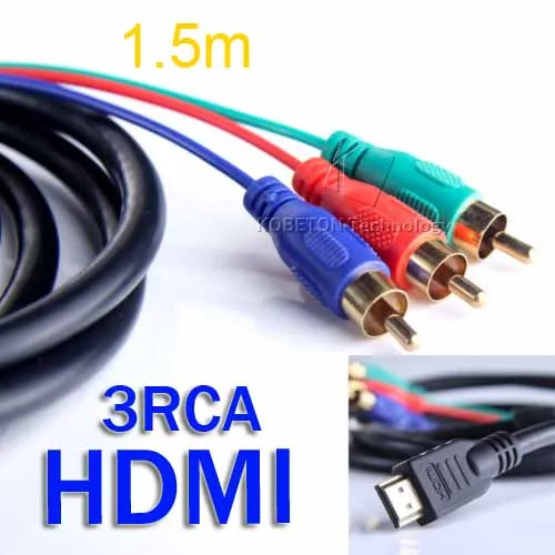 

Hot Selling 1.5m 5FT HDMI to 3 RCA Video AV TV Adapter cable 3RCA RGB Cable For PS3 HDTV For XBOX 360