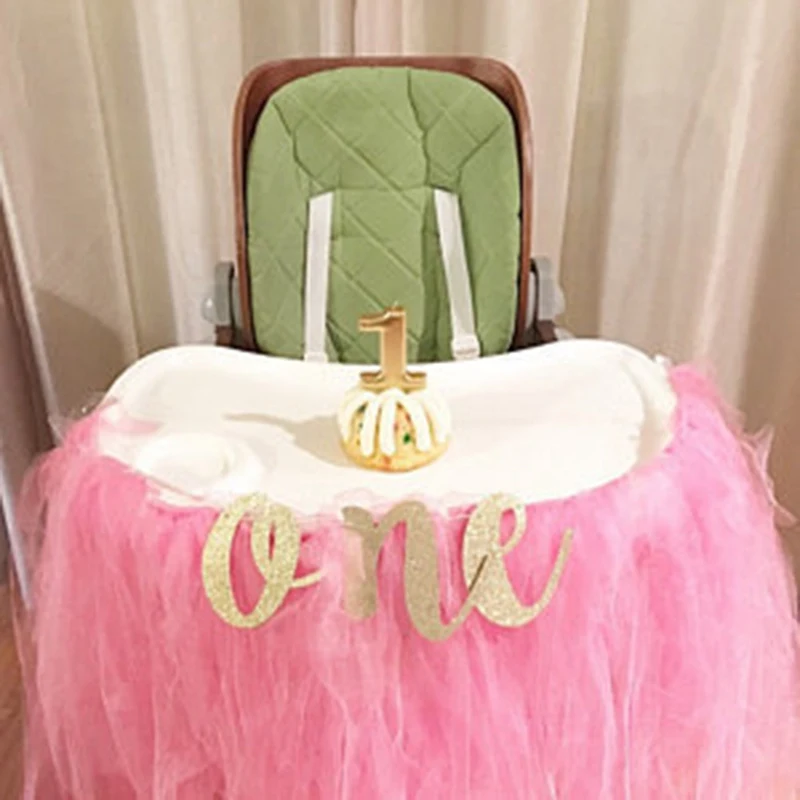 Us 0 92 7 Off Creative Glitter Number One Banner Girl Boy 1st Birthday High Chair Baby Shower Prince Princess Party Decorations Supplies In Banners