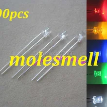500 шт, 3 мм красный желтый синий зеленый белый плоский Топ светодиодный широкоугольный яркий светодиодный s 100 шт каждый цвет
