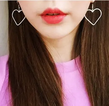 

300sets /lot big hollow out heart style lady earrings fashion gold black silver color jewelry earrings wholesale bijoux