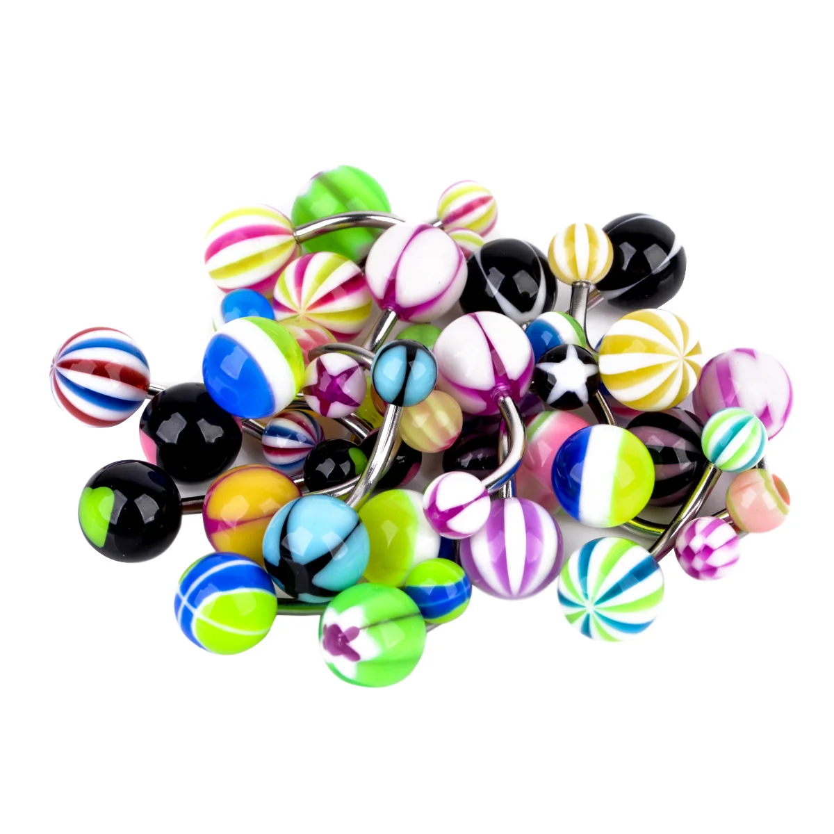 110pcs Stainless Steel Acrylic Body Piercing Tongue Bar Lip Nose Hoop Septum Ear Ring Belly Button Body Piercing Jewelry