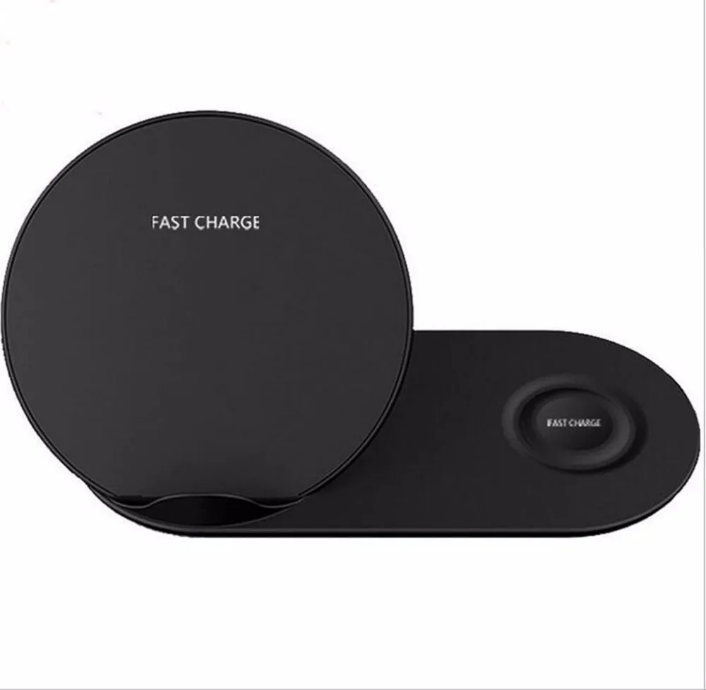 

COOKZU Vertical 2 in 1 Wireless Charger for iphone for i Watch Fast Charging Dock for Samsung Mobile Phone and Watch Black White