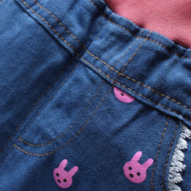 Cute Jeans For Girls Rabbit Print Jeans Pants Cotton Thin Denim Trousers Autumn Children Pants Casual Blue Jeans Girls Clothing (6)