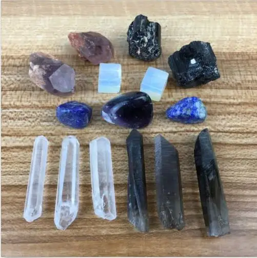 

A Lot mineral lapis lazuli jasper black tourmaline quartz crystal of rough 90+G