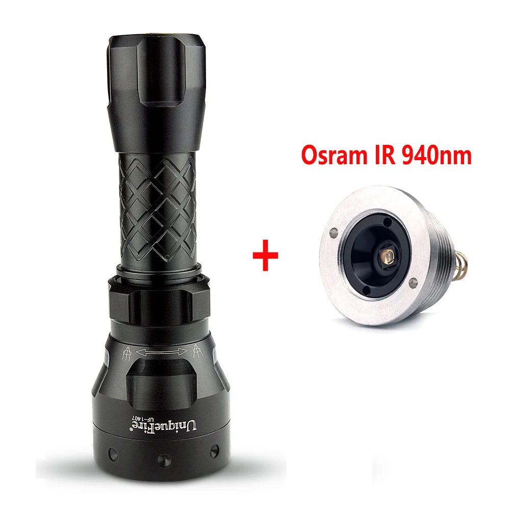 

UniqueFire High-Quality UF-1407-XM-L Super Bright Flashlight Torch 1200 LM 3 Mode Waterproof Lamp Torch+Drop-in 940nm Led Pill