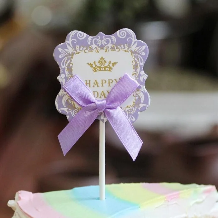 Праздничные принадлежности украшения для торта с бантом милое бумажное