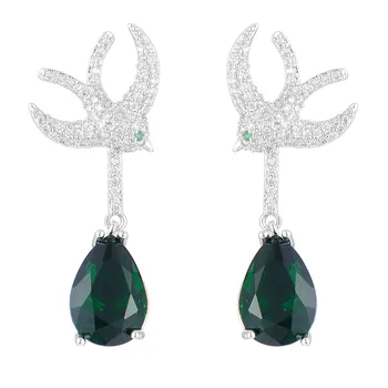 

Siscathy Personality Swallow Bird Pierced Waterdrop Earrings Cubic Zirconia Long Dangle Drop Earrings For Women Ear Jewelry
