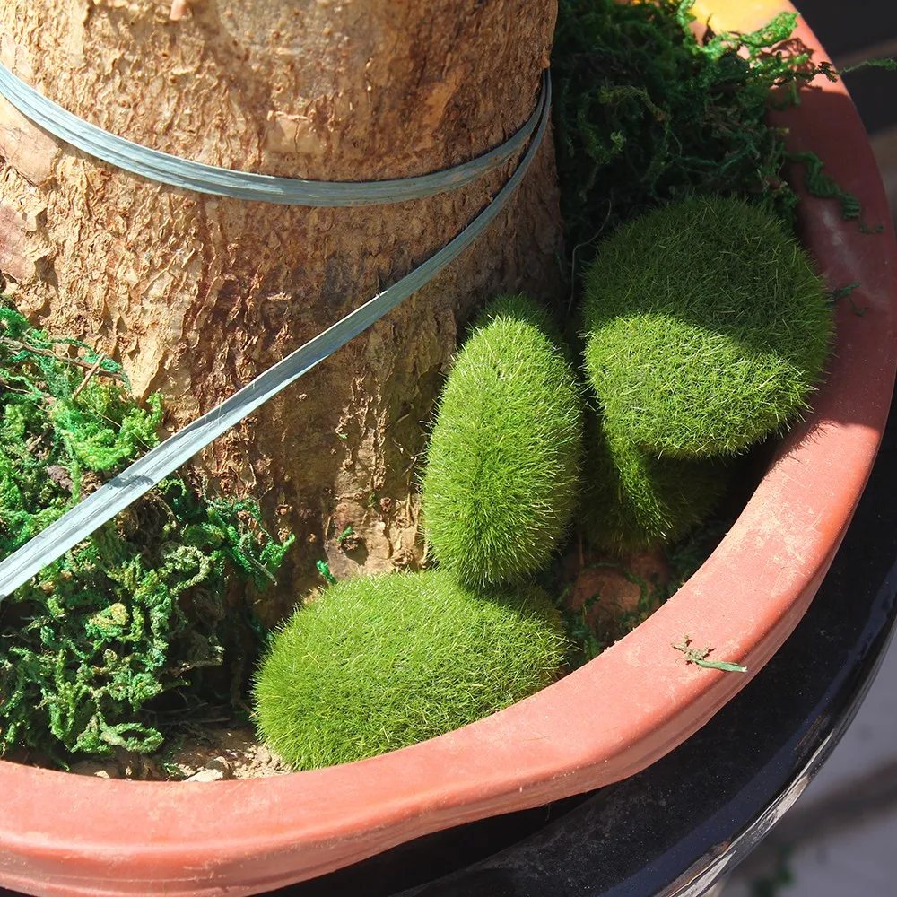 20pcs Bag Artificial Moss Simulation Plant Rocks Green Moss Ball
