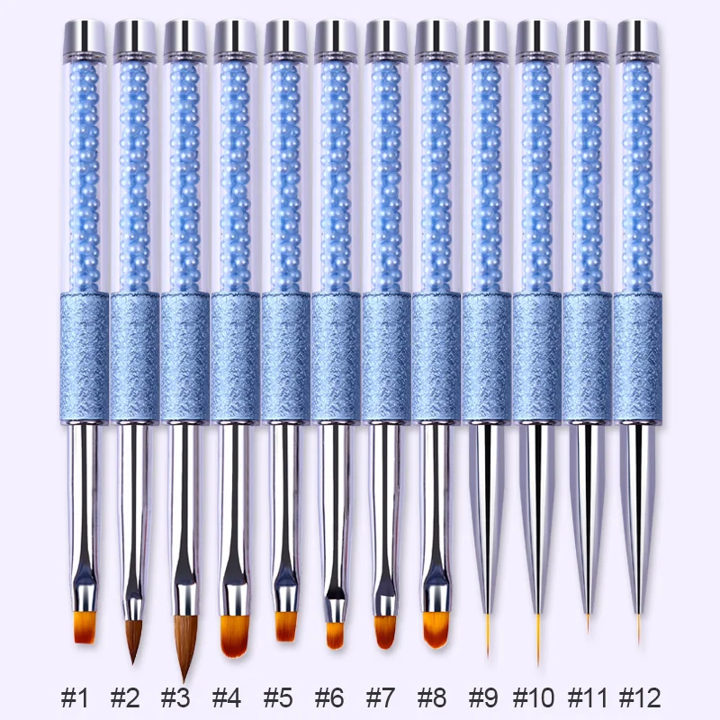 УФ-Гелевая Кисть для ногтей, акриловая ручка для рисования, Синие стразы, маникюрные инструменты для ногтей, УФ-Гель-лак