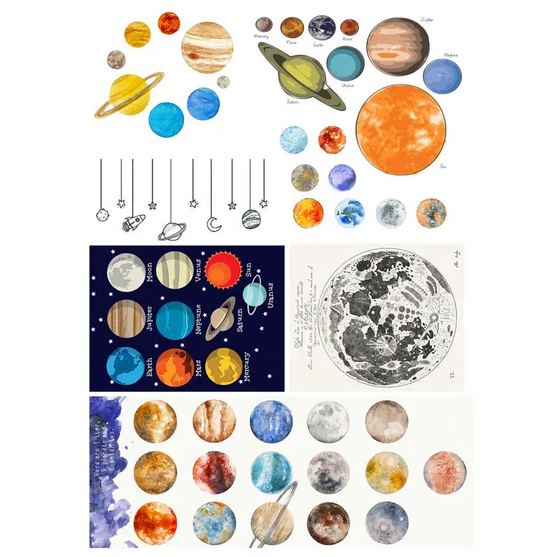 

2 pcs/lot Colourful Moon Planet Decoration Mohamm Planner DIY Sticker Pack Post It Notebook Agenda Toy Stickers Scrapbooking
