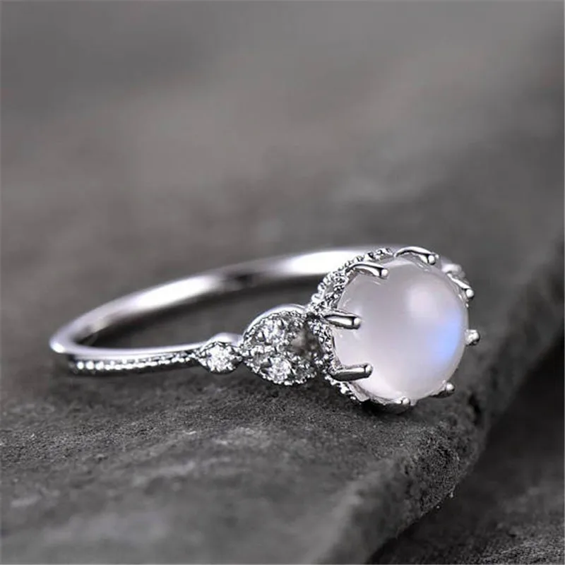 Кольца с лунным камнем для женщин, винтажное тибетское кольцо, капля воды, белое кольцо с камнем, женские модные ювелирные изделия, опт, Anel Femme F5S094