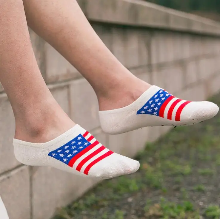 2 шт. = 1 пара мужских носков, хлопковые мужские короткие носки с национальным флагом, цветные Дышащие Носки с рисунком сорняков из мультфильма, Великобритания, США, BR RU