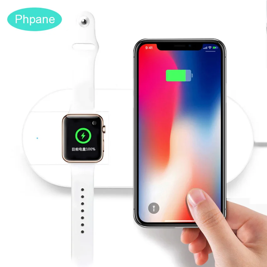 

10W Fast Charge AirPower 2 in 1 Dual Wireless Charger For Apple Watch 4 Dock Charging Pad Pd For Iphone X Samsung Galaxy S9 plus