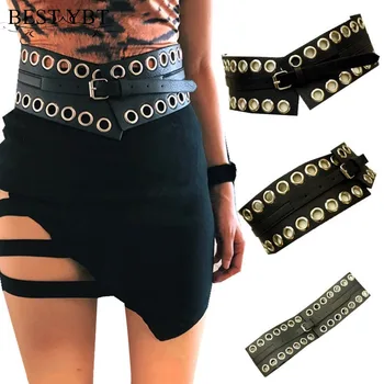 

Best YBT Women leather belt Pierced double exhaust eye buckle Alloy pin buckle belt fashion casual decoration Women belt
