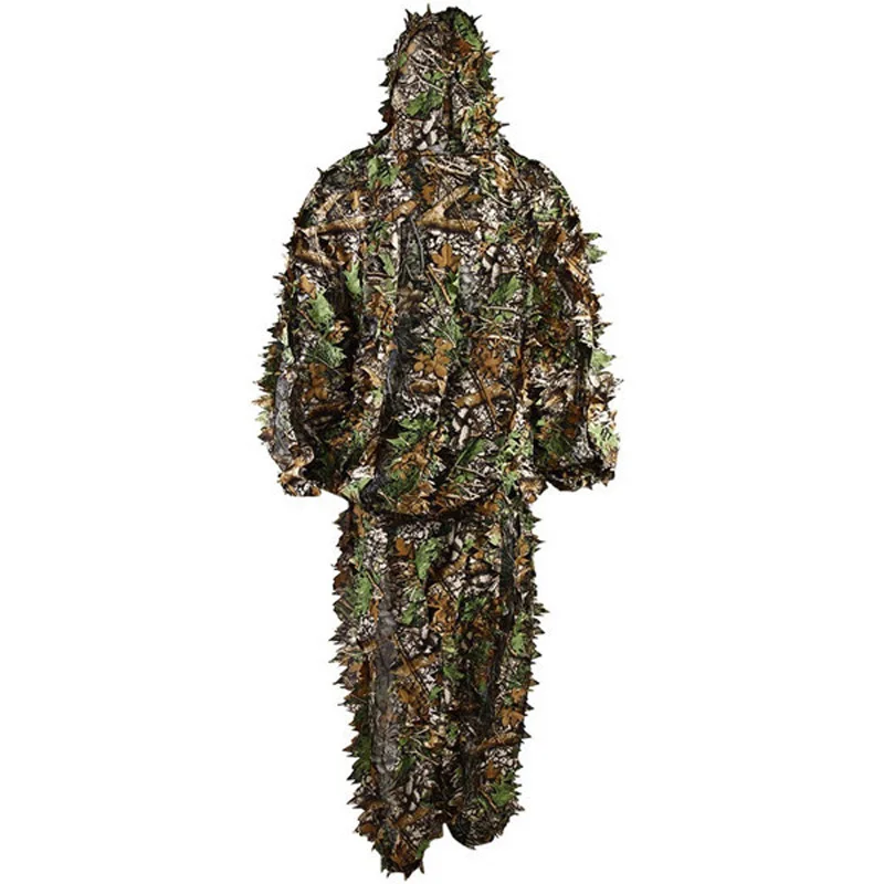 Тактическая охотничья одежда 3D камуфляж лист ghillie Костюмы Снайпер страйкбол камуфляж одежда джунгли лесной птицы рубашка+ брюки