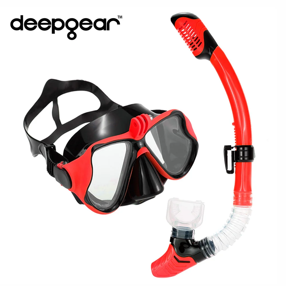 Deepgear diving mask and snorkel set Myopia lens scuba mask to gopro