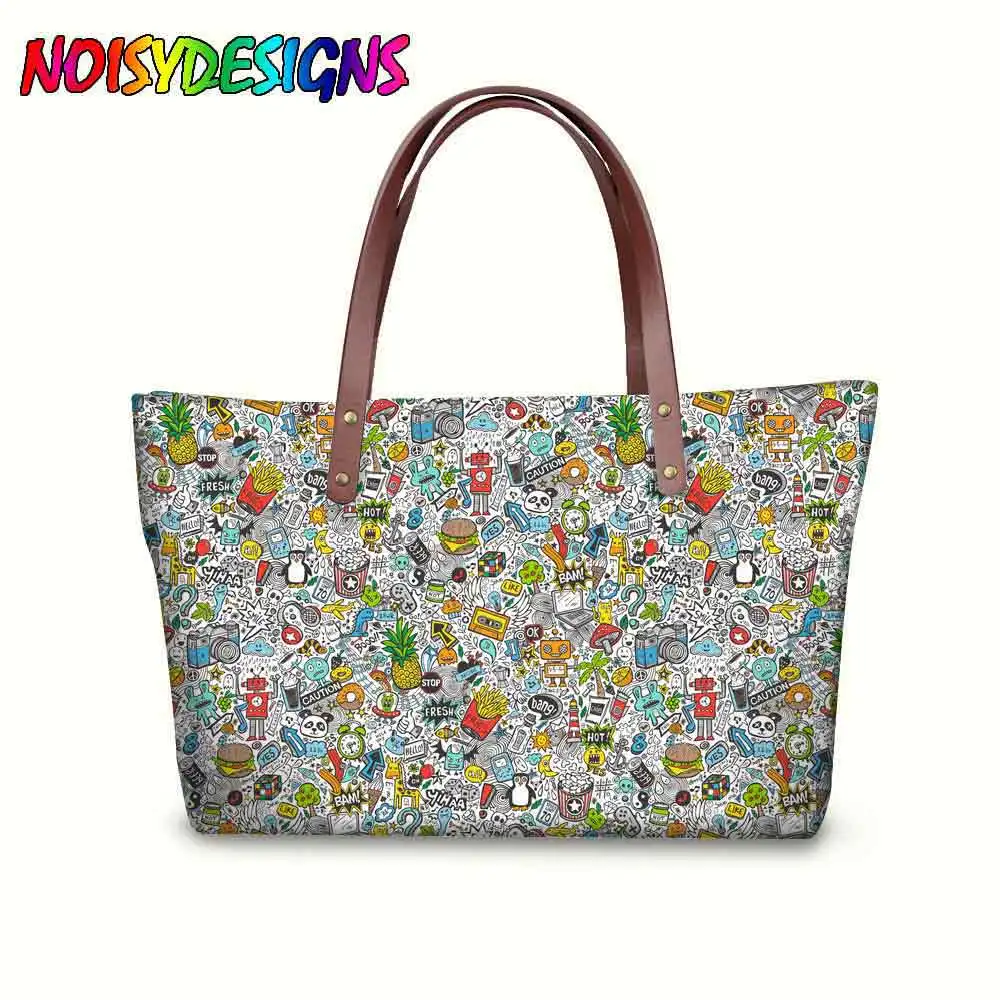 

NOISYDESIGNS Comic Art Doodle Color Panda Women Big Cross-body Transversal Bags Casual Ladies Handbags Female Large Tote Bags