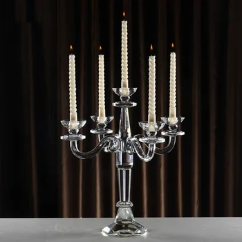 

5 Arms Crystal Centerpiece Candle Holders Candlestick Flower Vase Table Centerpiece Event Flower Rack Road Lead Wedding Decor