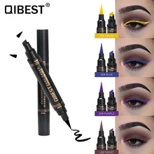 Qibest 12 цветов жидкая подводка для глаз матовая ТИНТ двойная Голова глаз линия красочная долговечная водостойкая глаз гель-карандаш легко носить