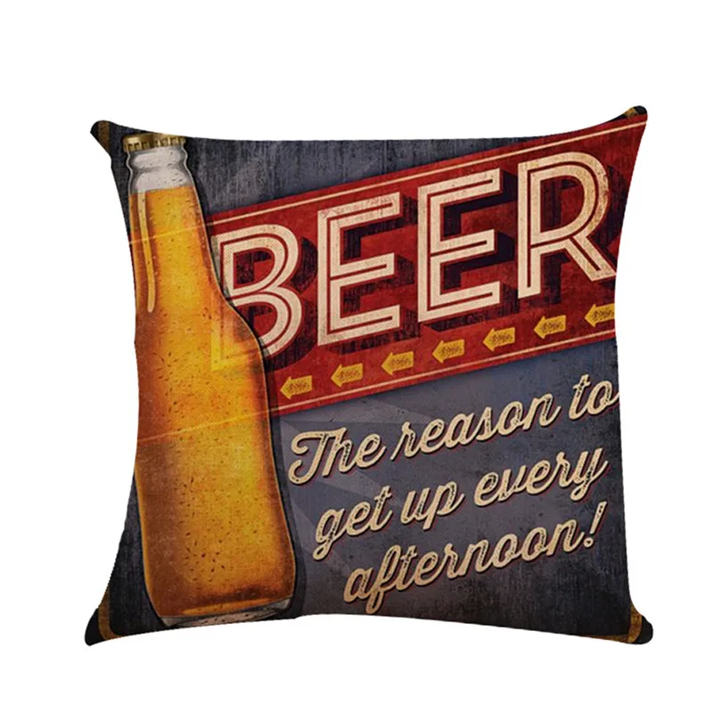 Beer Letter Flax European Style Mixed Cushion Cover Sofa Bed Seat Case Decoration gift Cushion Covers Home Decor #4A15 (3)