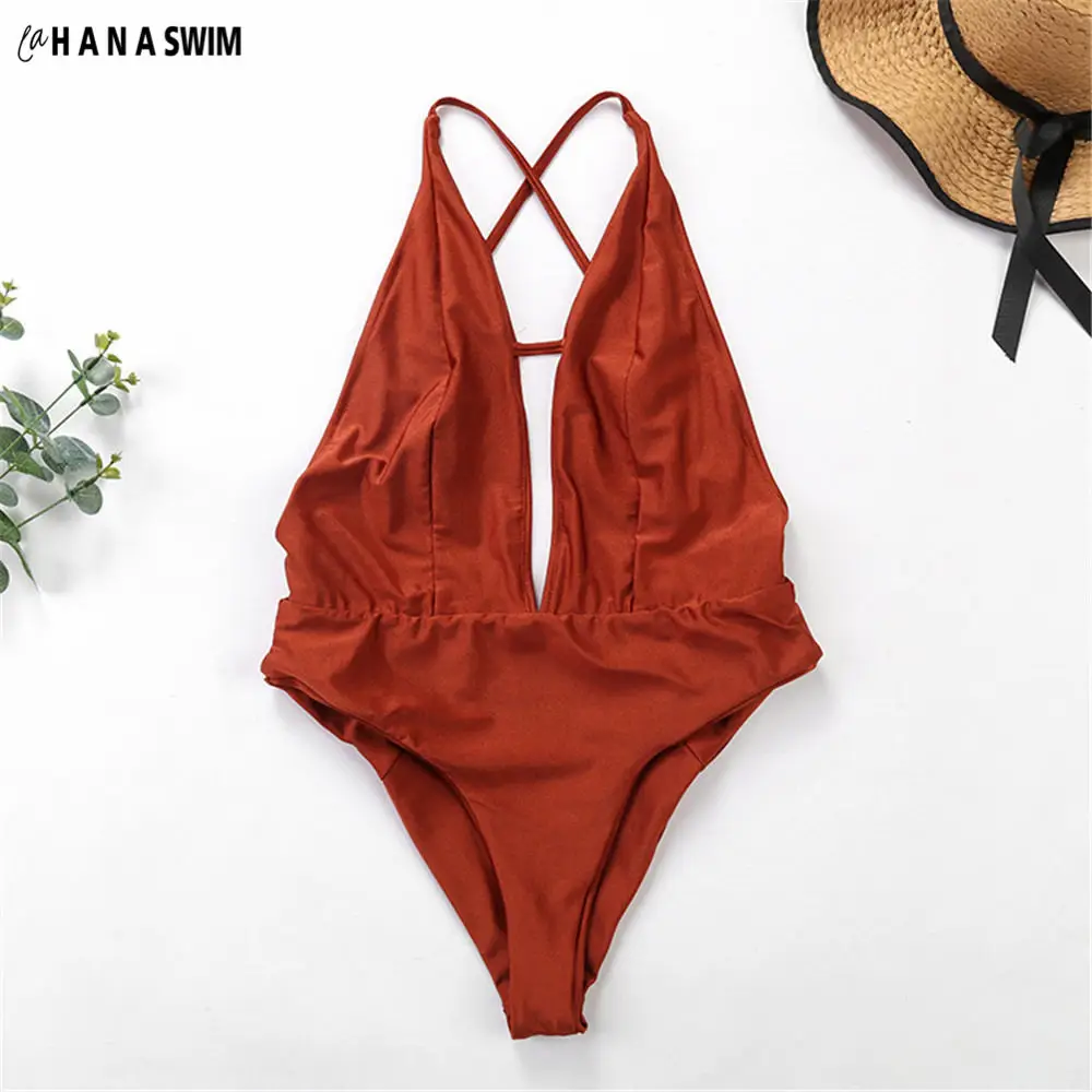 

New Body Femme Sexy One Piece Red Body Body Fit Solid Bikini Womens Bathing Suit Swimwear 2019 Women Badkleding Dames Beachwear