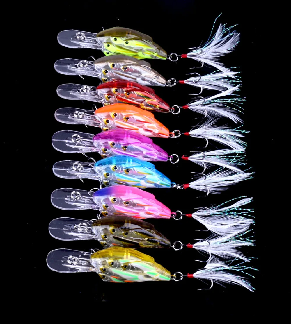  9pcs Group Fishing Lures CrankBait Swim Bait 8fishes Plastic Hard Bait Wobbler Fishing Tackle Shads
