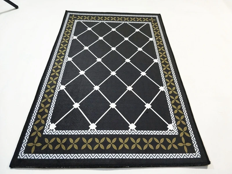 Большой Европейский геометрический Черный и белый ковры для Спальня Гостиная Дверь кухни, ванной коврик с антискользящим покрытием коврик