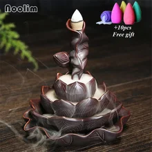 Античный большой размер лотоса ручной работы обратного потока ладан горелка керамический водопад ладан держатель курильница домашний декор ремесло украшения