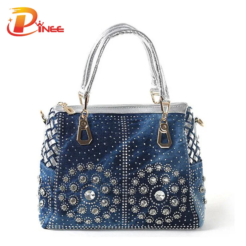 Casual Ladies Tote font b Bags b font font b Designer b font Crystal Diamond font