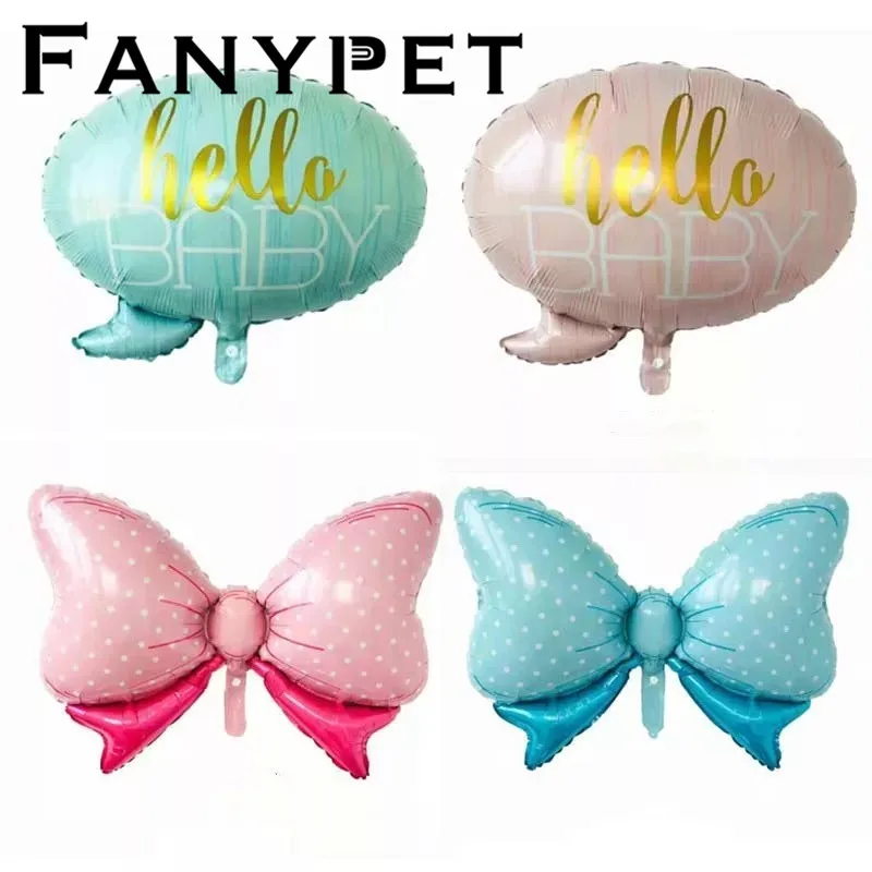 

10ps hello baby butterfly balloon baby shower pink blue Stroller foil ballon baby toys for newborn party decoration air balloons
