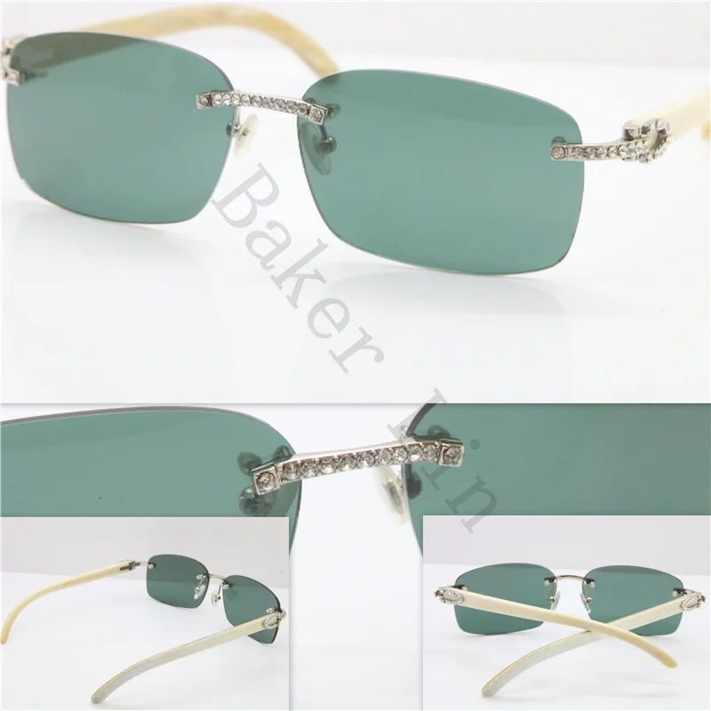 Cartier Rimless Smaller Big Stones 8200759A Original White Genuine Buffalo Horn Sunglasses (7)