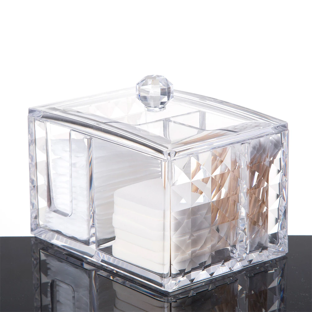 1 шт. коробка для хранения с алмазным узором пылезащитный акриловый прозрачный чехол-Органайзер держатель с крышкой для ватные палочки колодки