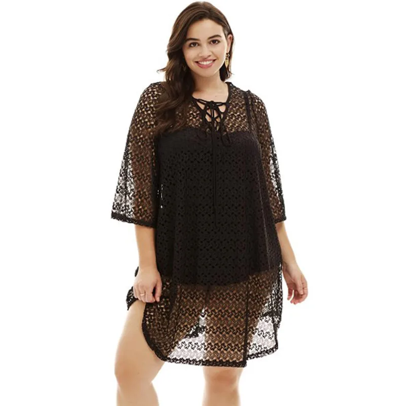 

Women's Beach DressV Collar with Cross Ribbon Sexy Beach Skirt Cover-Ups