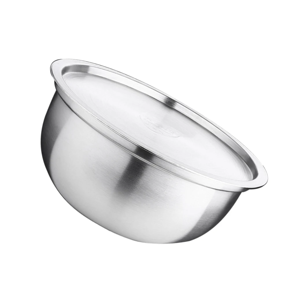 Large Stainless Steel Catering Washing Mixing Bowl Flat Base with Lid